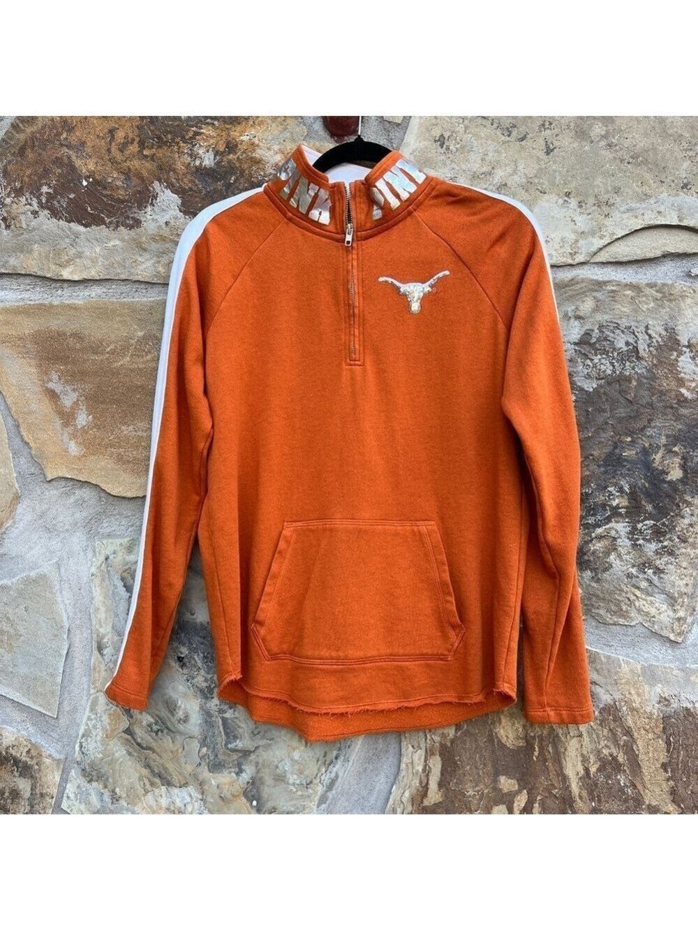 Victoria’s Secret UT University Of Texas Longhorns Quarter Zip Sequin Pullover